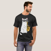 サングラスをした猫がサックスを演奏 Tシャツ (正面フル)