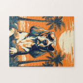 サングラスを持ったビーチ ジグソーパズル (横)