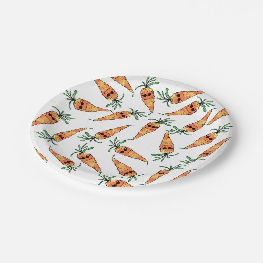 サングラスを持つかわいく、おもしろいな水彩画のにんじん ペーパープレート (アングル)