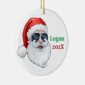 サングラスを持つサンタがクリスマス セラミックオーナメント (右)
