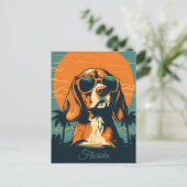 サングラスを持つビーグルビーチカスタム シーズンポストカード (スタンド正面)