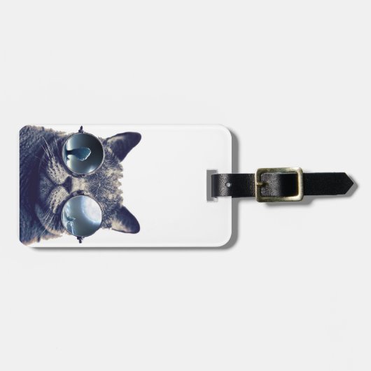 サングラスを持つ猫 ラゲッジタグ (正面横)