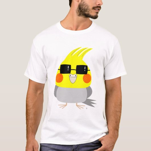 サングラスを持つBelleBelleのキャラクターのcockatielか鳥 Tシャツ (正面)