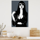 サングラスを着た黒髪の女性ファッション ポスター (キッチン)