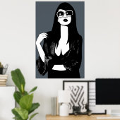 サングラスを着た黒髪の女性ファッション ポスター (ホームオフィス)