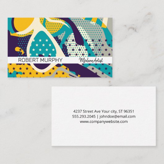 サングラスアンドスターズポップ・アートのアート 名刺 (正面/裏面)