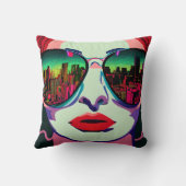 サングラスアートのシティーユニークレディカラフルー クッション (裏面)