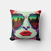 サングラスアートのシティーユニークレディカラフルー クッション (正面)