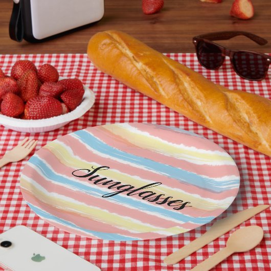 サングラスウォーターカラーイエローピンクブルー ペーパープレート (ピクニック)