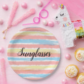 サングラスウォーターカラーイエローピンクブルー ペーパープレート (パーティー)