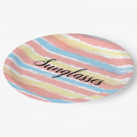 サングラスウォーターカラーイエローピンクブルー ペーパープレート (アングル)