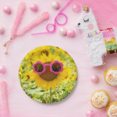 サングラスオンサンフラワー ペーパープレート (パーティー)