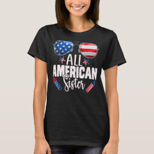 サングラスオールアメリカンシスター4th Of July Girl Si Tシャツ