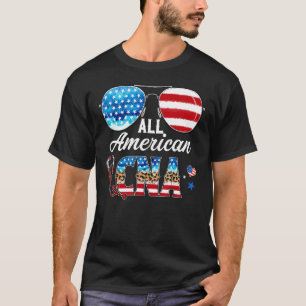 サングラスオールアメリカンCnaナース7月4日Leop Tシャツ
