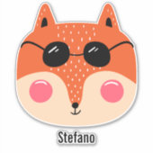 サングラスカッコいいでパーソナライズされた赤狐 シール (正面)