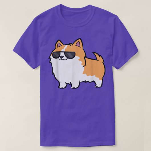 サングラスカッコいいコルギ付きコルギカッコいい犬 Tシャツ (デザイン正面)