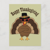 サングラスカッコいい付きトルコHappy Thanksgiving シーズンポストカード (正面)