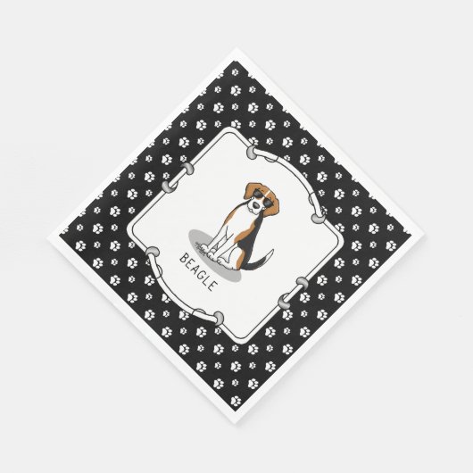 サングラスカッコいい付きビーグル(トライカラー3おもしろい) スタンダードランチョンナプキン (角)