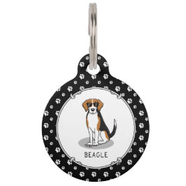 サングラスカッコいい付きビーグル(トライカラー3おもしろい) ペット　ネームタグ