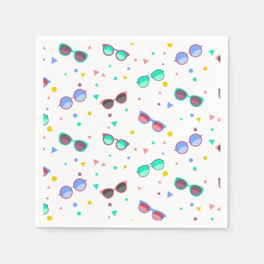 サングラスカラフルの夏 スタンダードカクテルナプキン (正面)