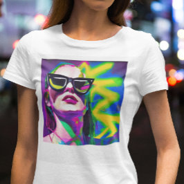 サングラスカラフルアートのヒップスターモダンレディ Tシャツ