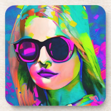 サングラスカラフルアートの明るい女性