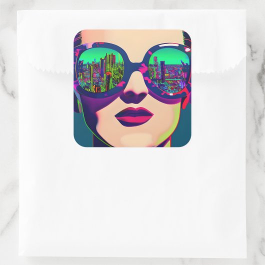 サングラスカラフルシティ・リフレクションのアートウーマン スクエアシール (バッグ)
