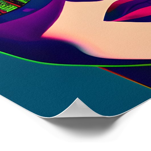 サングラスカラフルシティ・リフレクションのアートウーマン ポスター (角)