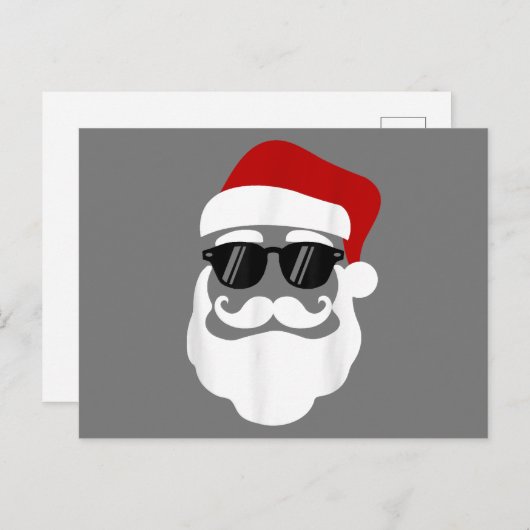 サングラスクリスマスおもしろいデザイン付きサンタクロース ポストカード (正面/裏面)