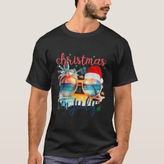 サングラスクリスマスクリスマスインセブンサンタハットサマーバカ Tシャツ