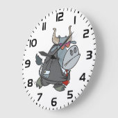 サングラスクールでスーツを着たビジネスブル ラージ壁時計 (傾斜)