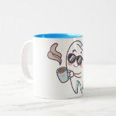 サングラスクールとコーヒーマグの歯の漫画 ツートーンマグカップ (正面左)