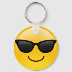 サングラスクールなEmojiが付いている微笑の顔 キーホルダー