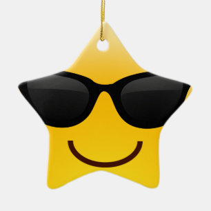 サングラスクールなEmojiが付いている微笑の顔 セラミックオーナメント