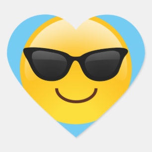 サングラスクールなEmojiが付いている微笑の顔 ハートシール
