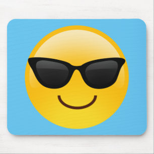サングラスクールなEmojiが付いている微笑の顔 マウスパッド