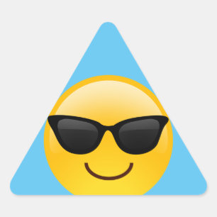 サングラスクールなEmojiが付いている微笑の顔 三角形シール