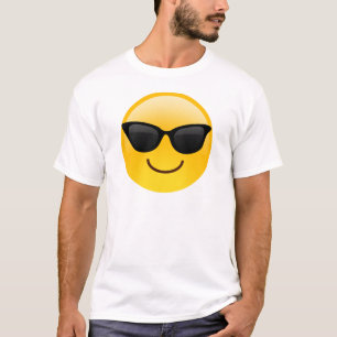 サングラスクールなEmojiが付いている微笑の顔 Tシャツ