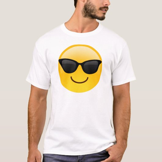 サングラスクールなEmojiが付いている微笑の顔 Tシャツ (正面)