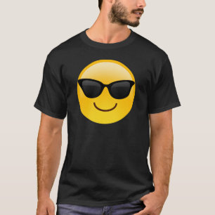 サングラスクールなEmojiが付いている微笑の顔 Tシャツ