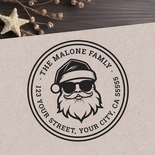 サングラスクールにサンタを入れるクリスマス差出人住所 ラバースタンプ