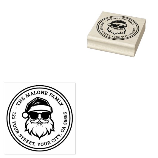 サングラスクールにサンタを入れるクリスマス差出人住所 ラバースタンプ (押印)