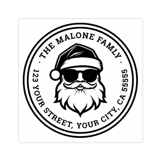 サングラスクールにサンタを入れるクリスマス差出人住所 ラバースタンプ (インプリント)