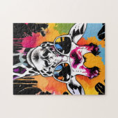 サングラスクールをかけたかわいいキリン ジグソーパズル (横)