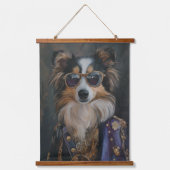 サングラスクールシェットランドシェプドッグ | シェットランド・ シープドッグ 吊り下げ型タペストリー (正面2)