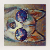 サングラスクールジグソーを着たハスキー犬パズル ジグソーパズル (横)