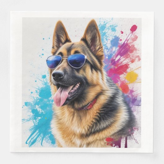 サングラスクールスプラッシュアートを着たドイツの羊飼い (正面)