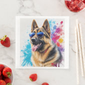 サングラスクールスプラッシュアートを着たドイツの羊飼い (インサイチュ)