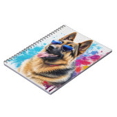 サングラスクールスプラッシュアートを着たドイツの羊飼い ノートブック (左側)