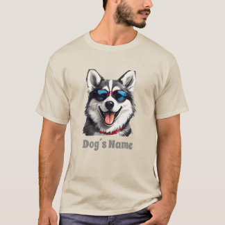 サングラスクール付きシベリアのハスキー Tシャツ
